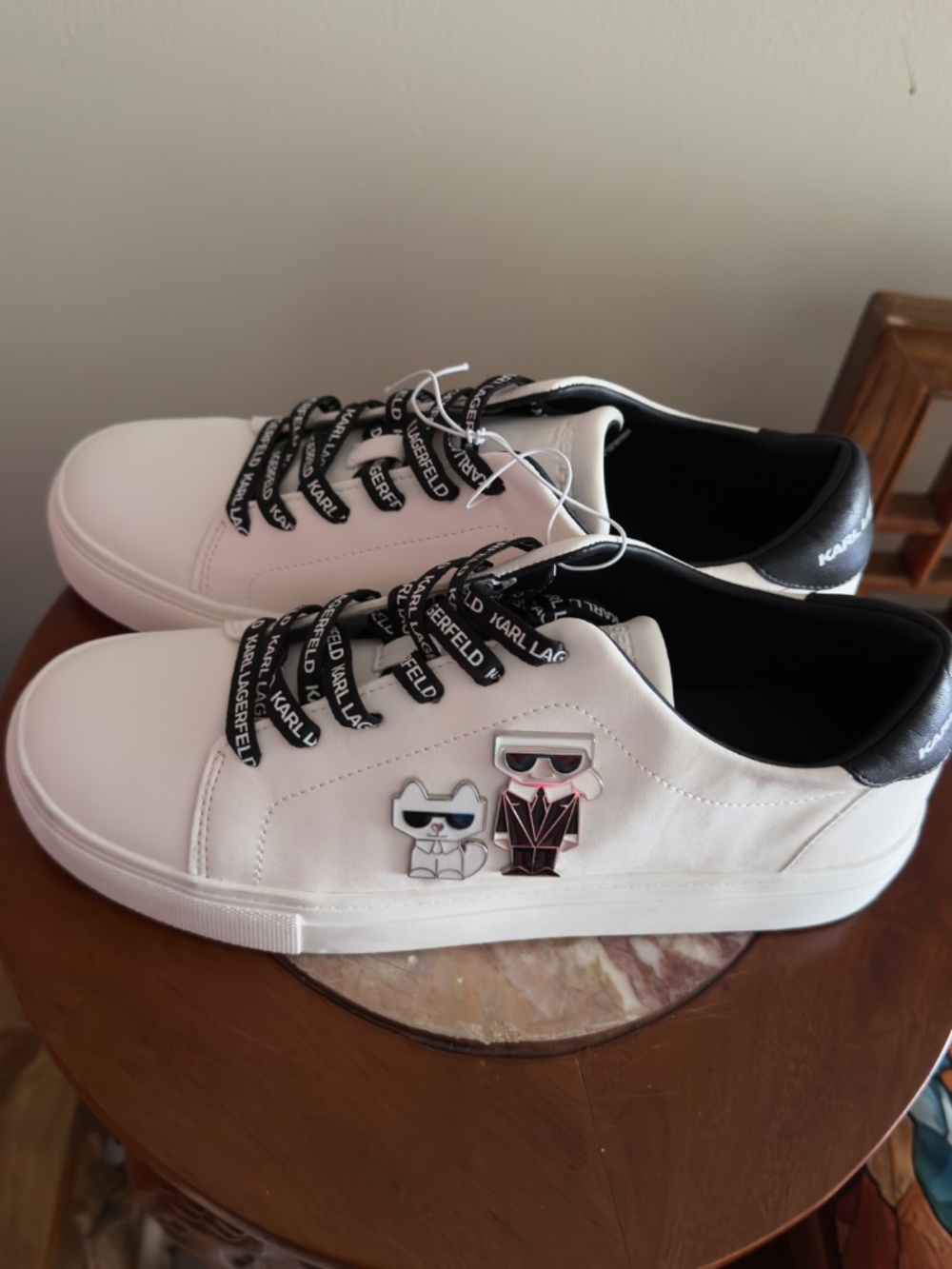 Karl Lagerfeld Women's White Leather Low-Top Sneakers